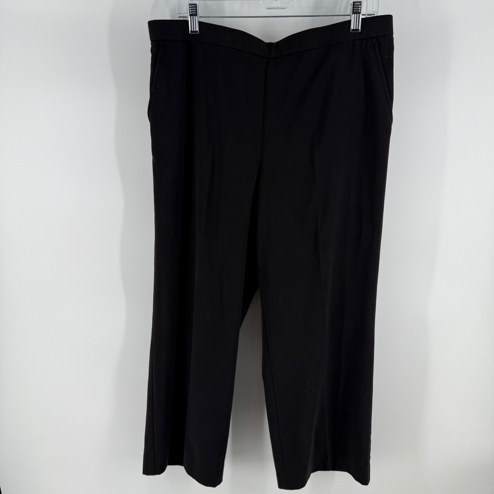 Focus‎ 2000 Black Wide Leg Ponte Knit Pants Size 14 Elastic Waist